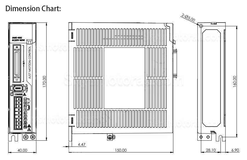 180V-240V 400W AC Servo Motor Driver JAND4002-20B Single phase 2.8A External Braking Resistor
